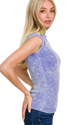 Zenana Stone Washed Ribbed Seamless Top OutfitFlow